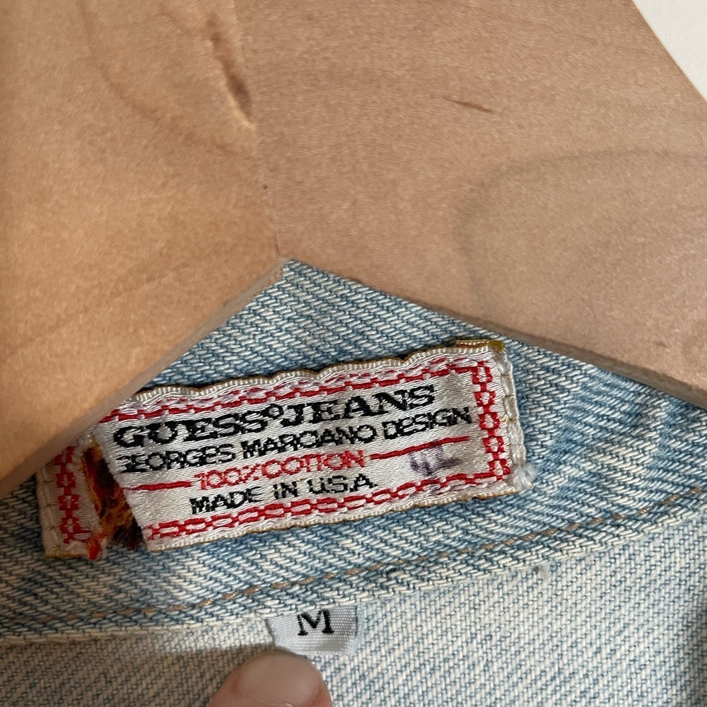 Vintage Guess Georges Marciano Jean Jacket Made In USA Trucker Denim 90's Medium - Picture 3 of 11
